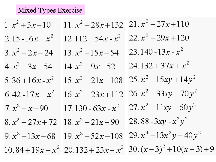 Index of /Math 20/factoring/worksheets/easy trinomials